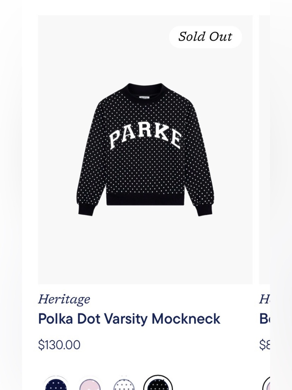 Black polka dot varsity mockneck s/m